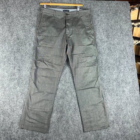 Banana Republic Pants Mens 35 Straight Fit Gray Cotton Flat Front Pockets Zip - Picture 1 of 8